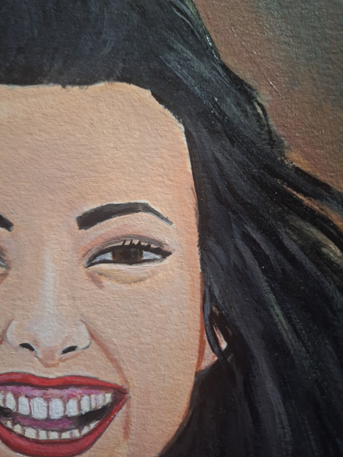 Contemporary Smiling Woman Acrylics 9×12 Canvas Paper