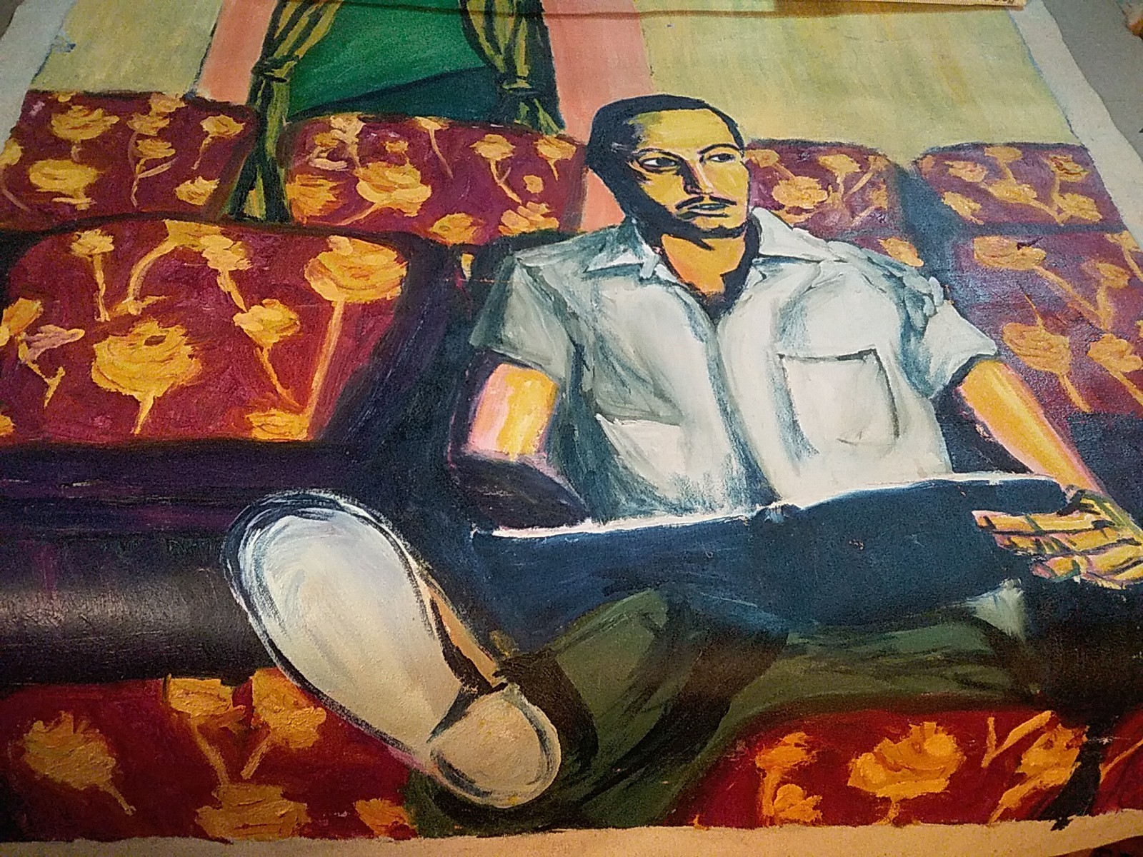Original Acrylic Painting of Tennessee Williams, 1984 Signed Rick Richard Lewis