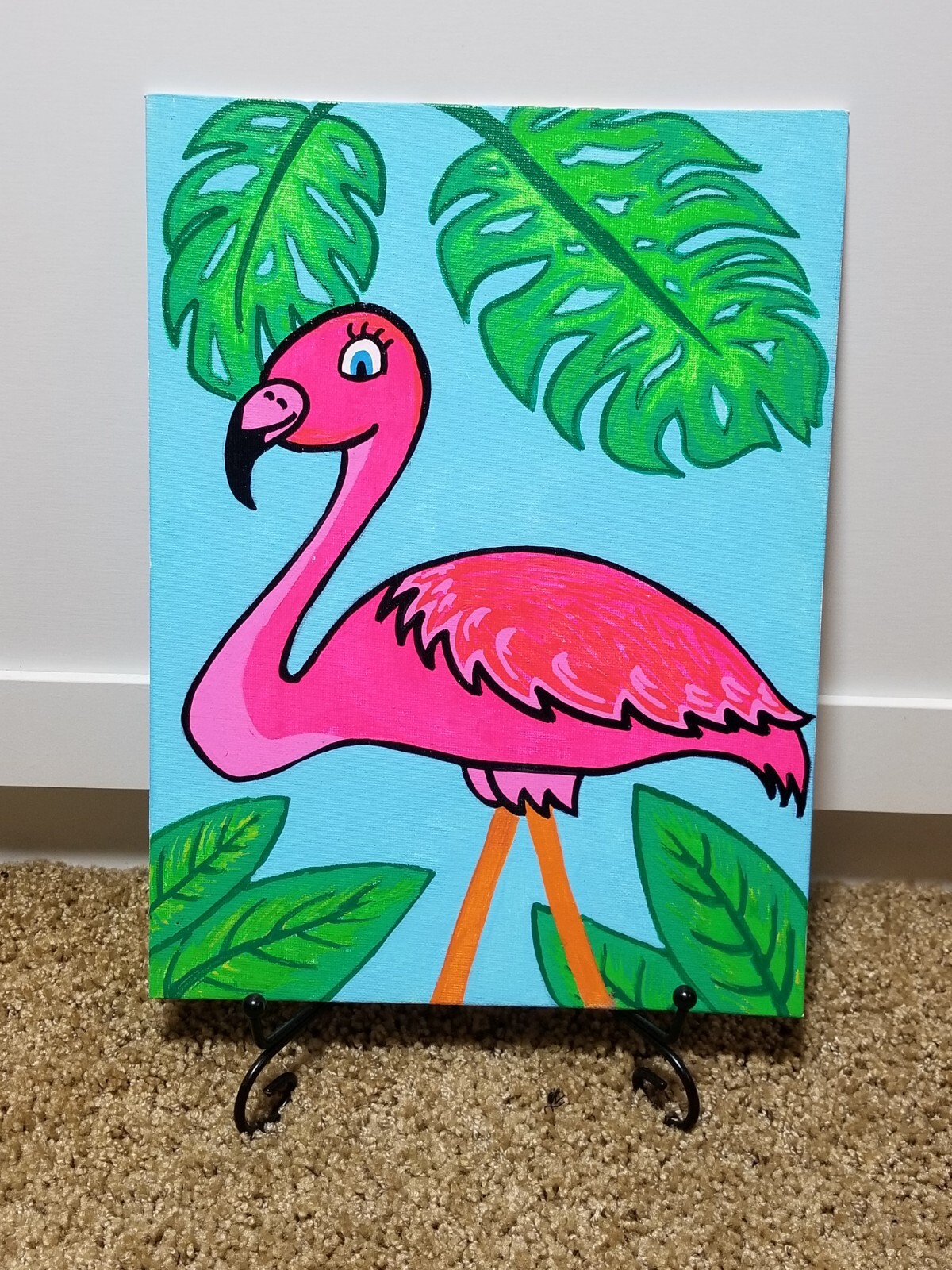 Custom 8×10 Canvas Painting Art Work Miami Beach Flamingo Tropical Wynwood