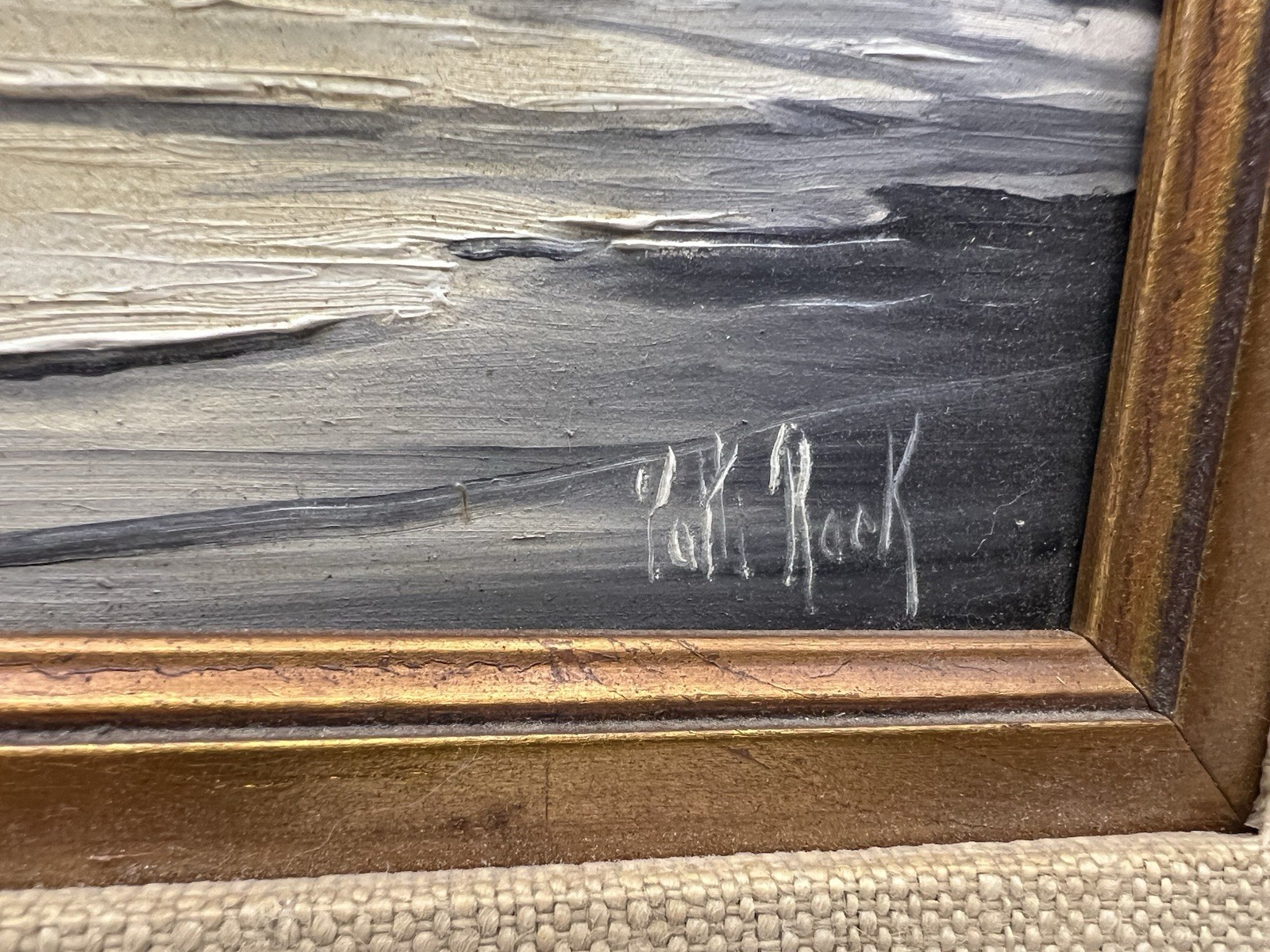 Estate Found Vintage Patti Rock (1927-2004) Coastal Oil Painting on Masonite