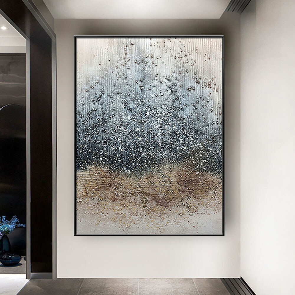 Modern Canvas Wall Picture Abstract Starry Sky Earth Mural Hand-Painted Oil