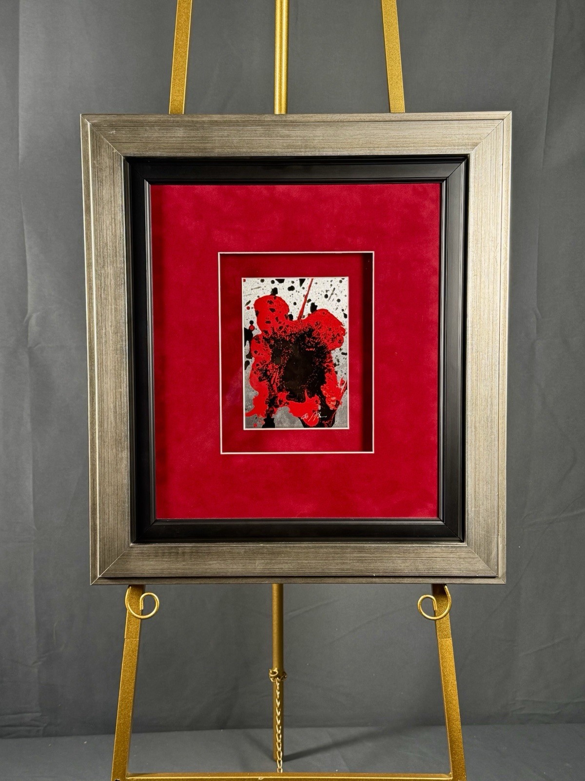 Dominic Pangborn Original Red Abstract Gallery Framed Private Collection COA