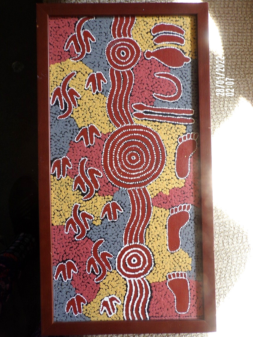 “KANGAROO DREAMING” Peggy White Nakamarra Acrylic on Canvas Aboriginal 8″ X 16″