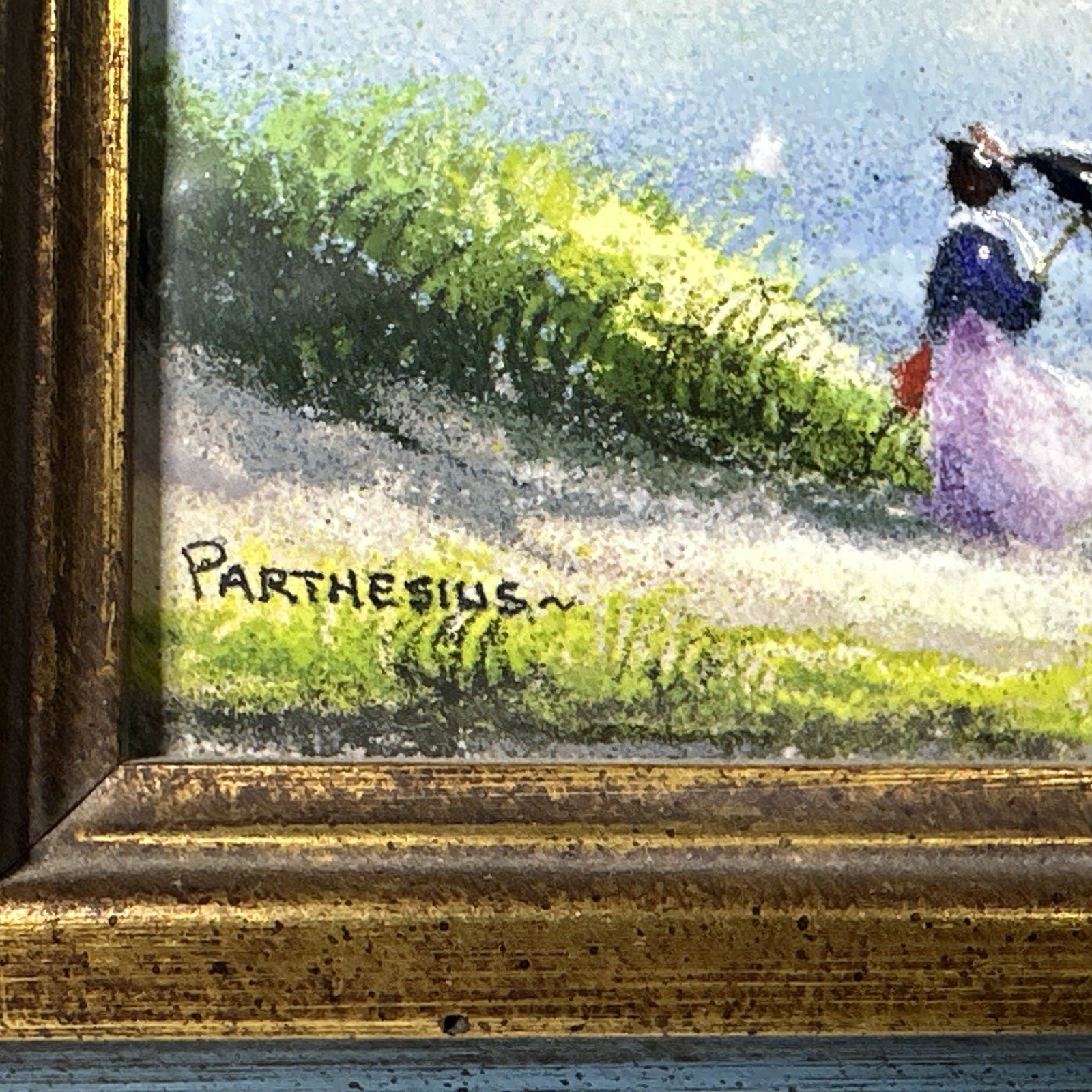 Charles Parthesius ~ Enamel On Copper Miniature Landscape ~ Vintage Signed