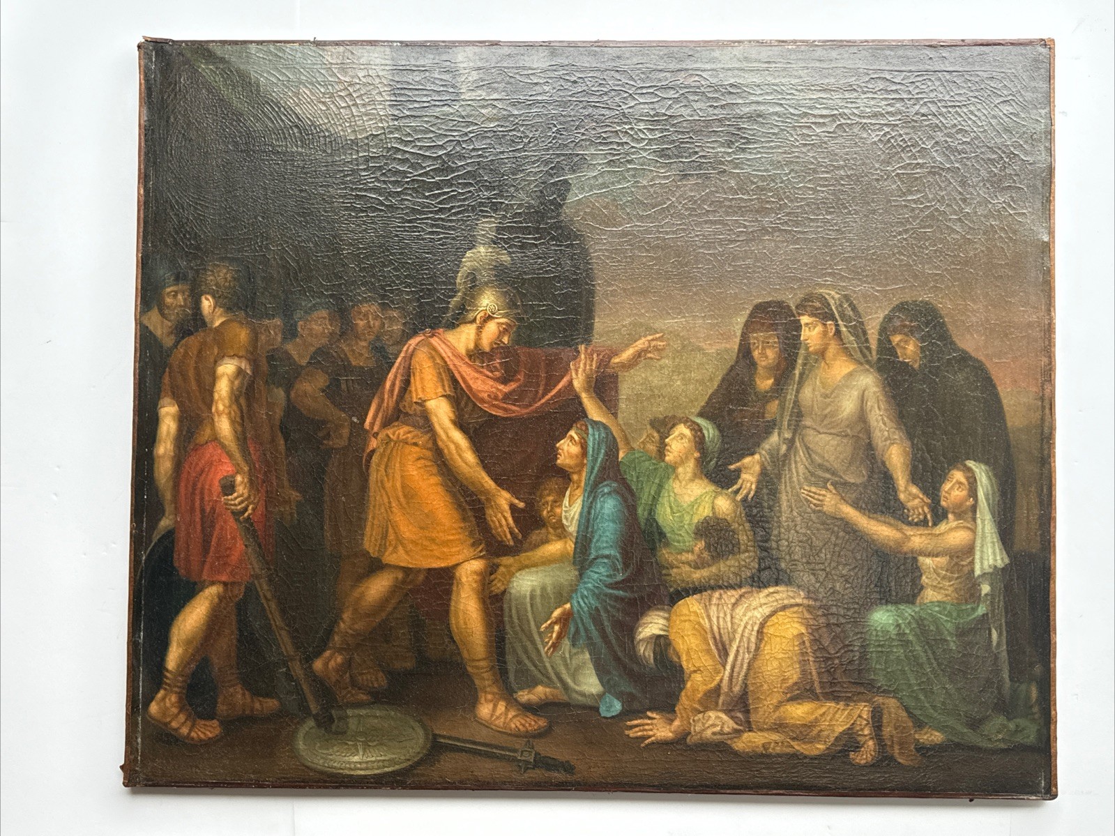 LARGE OLD MASTER PAINTING ANTIQUE ICON RELIGIOUS BIBLICAL RESTORATION PROJECT