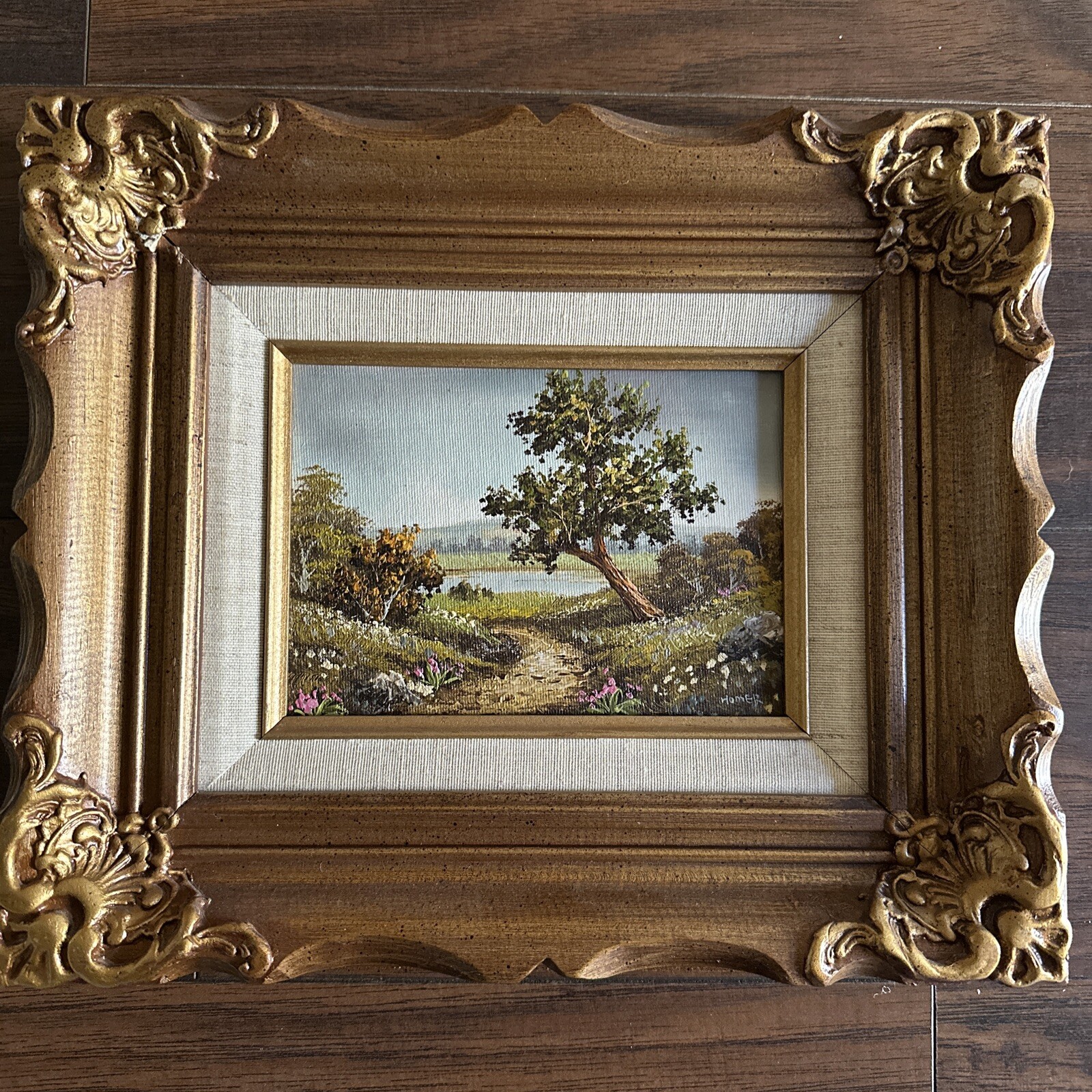 Oil Painting By Homer – Landscape Art, Trees, Flowers