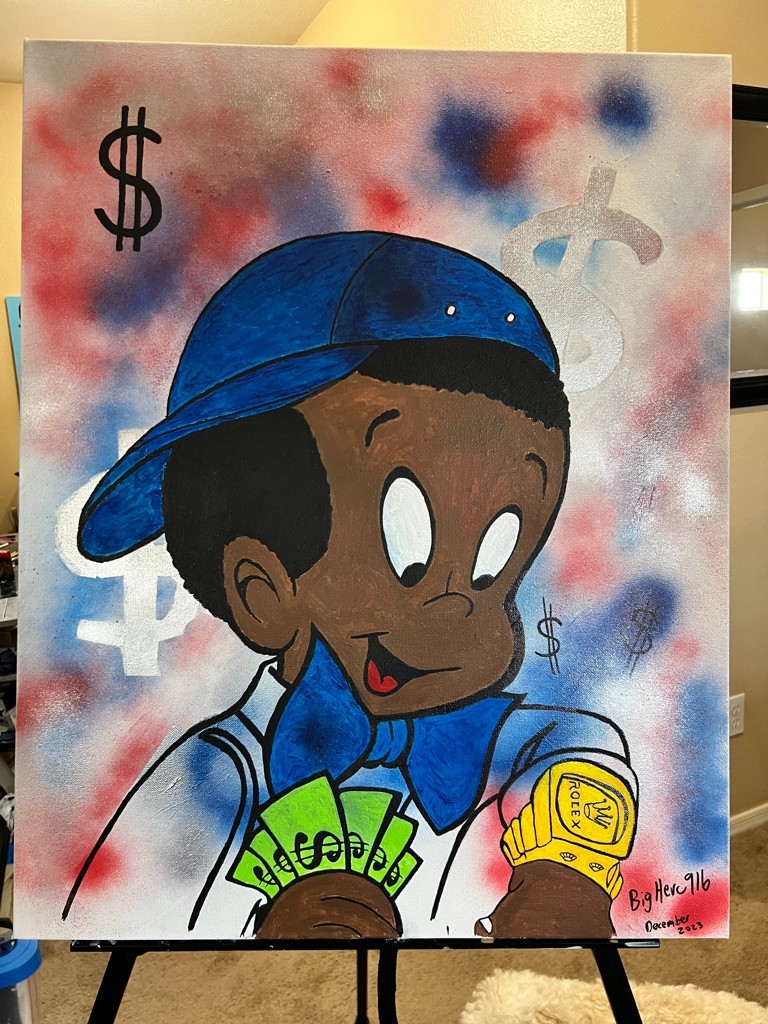 “Gettin’ Money” Original Painting On Canvas by BigHerc916