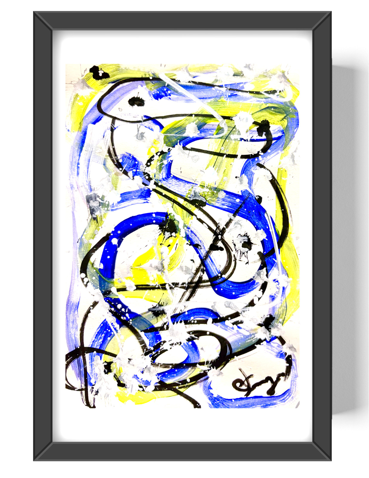 Guajardo Art: Lemon and Berry Mist 9X6 Paper Vibrant Colorful Abstract