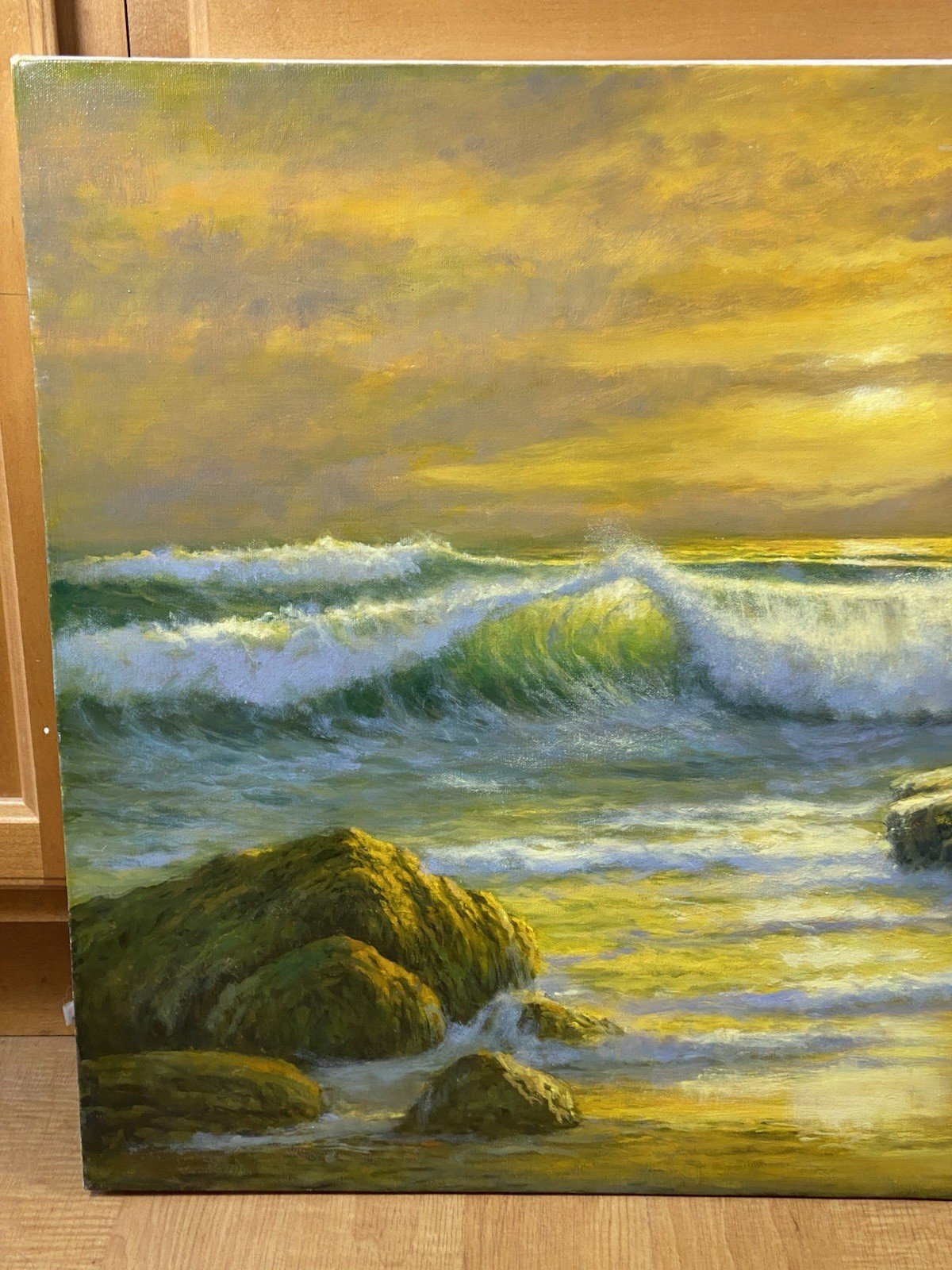Signed William H. Blackman (American b 1930)»Golden Tide» Seascape Painting 2011