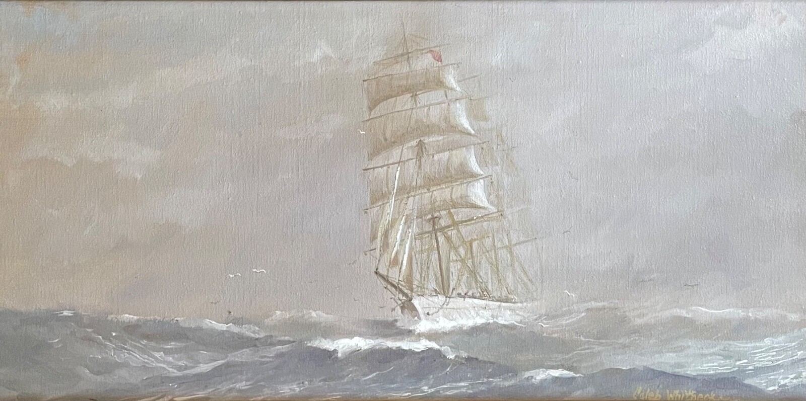 Caleb Whitbeck nautical oil painting original framed art