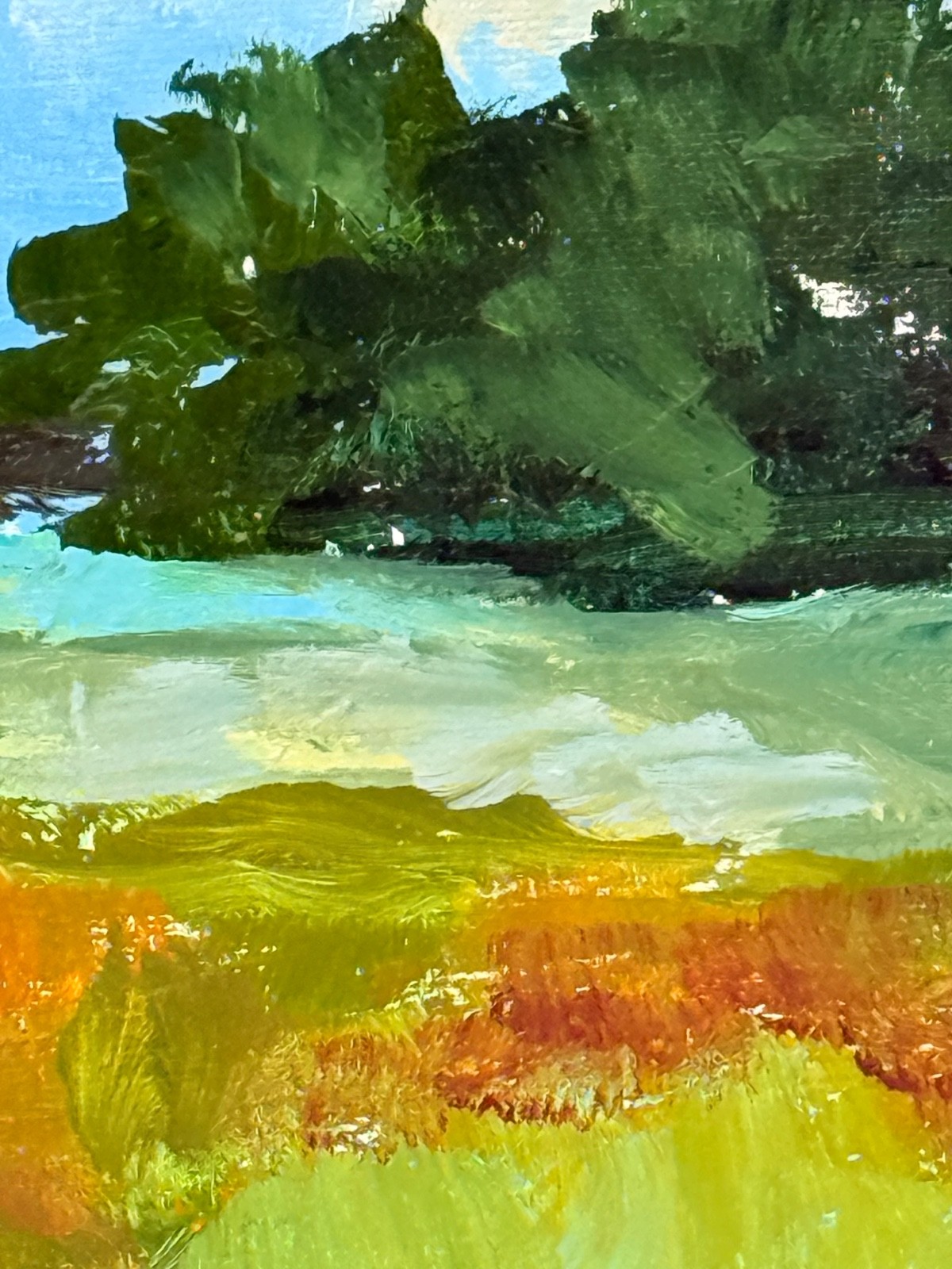 R Stevens Autumn Landscape Original Acrylic Painting Colorful 11×14