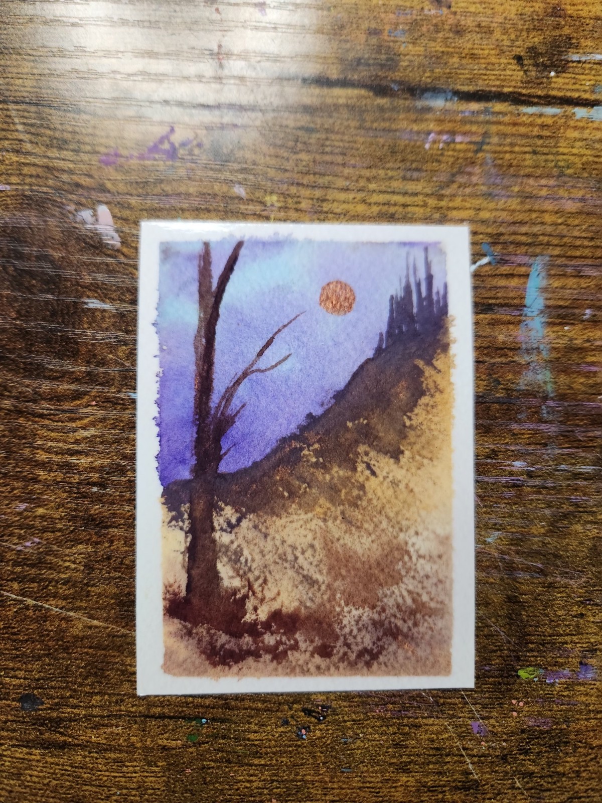 ACEO *Art Print Original Watercolor Sunset 2.5×3.5