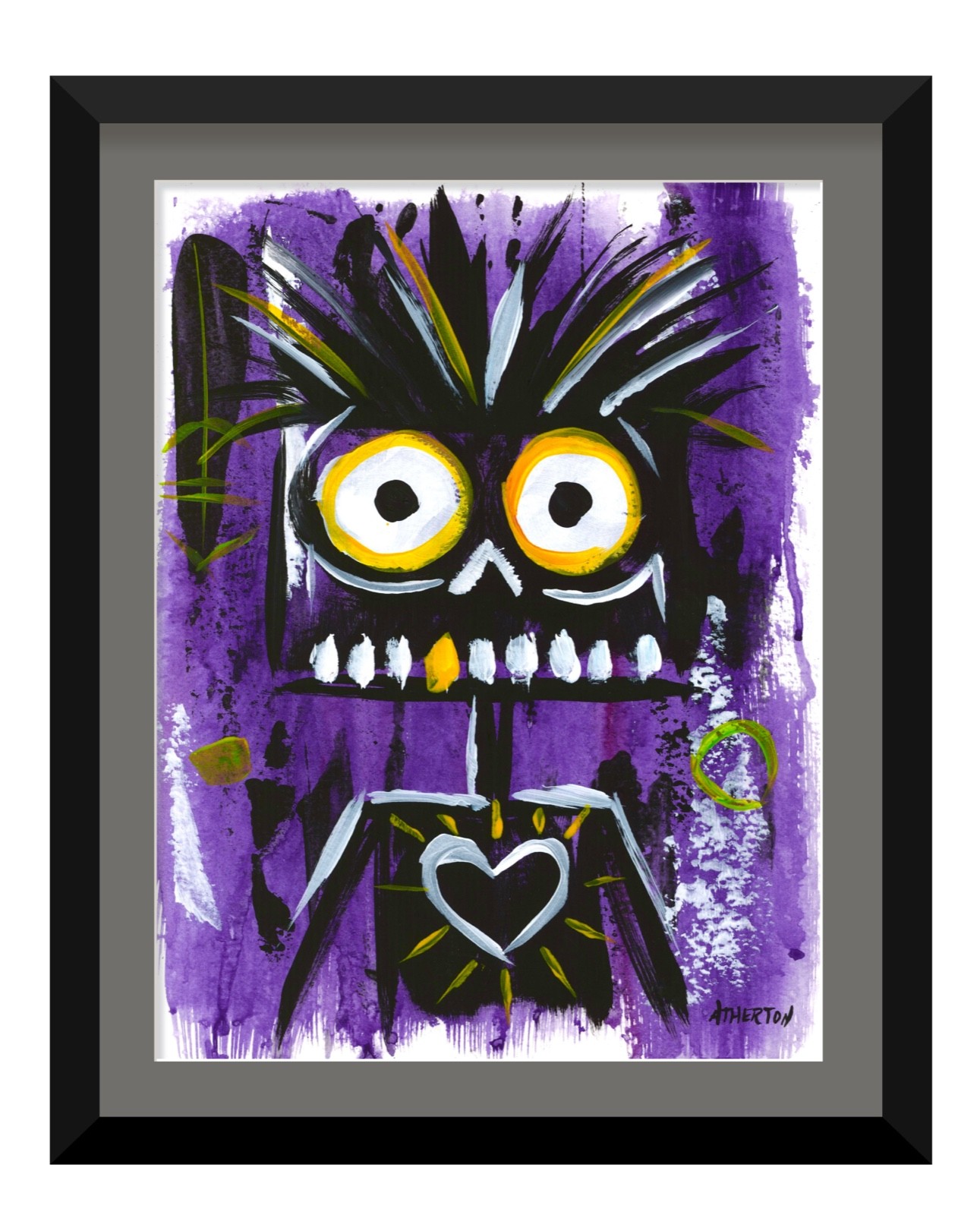 Original 9×12 Abstract Tribal Graffiti Painting Pop Art Purple Street Style