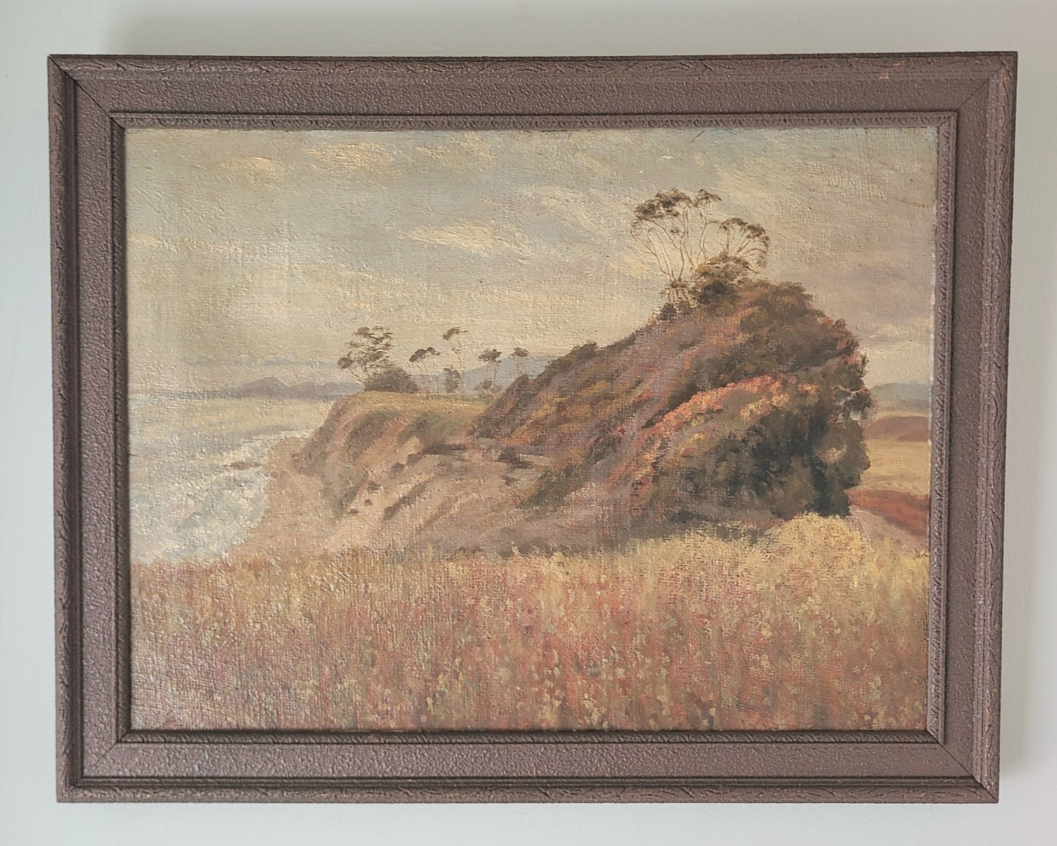Antique Coastal Oil Painting Early California Impressionist Beach Landscape