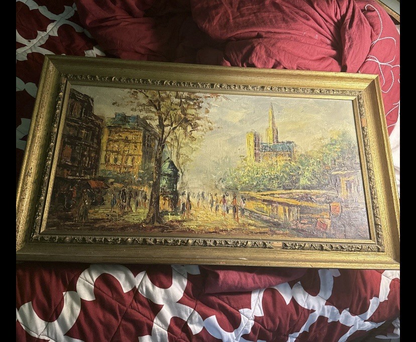 A Best Caroline C. Burnett (1877-1950) Parisian Street Scene Oil Painting Framed