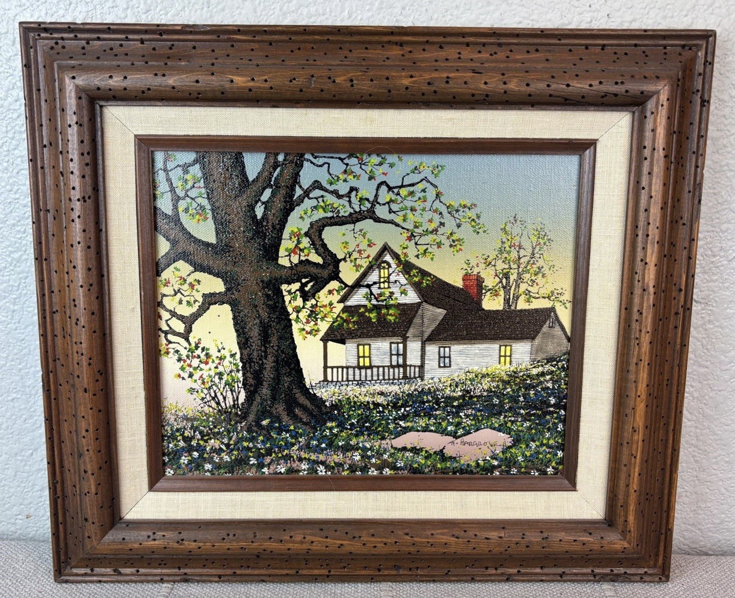 H. Hargrove Farmhouse Spring Framed Canvas Art Signed Artwork