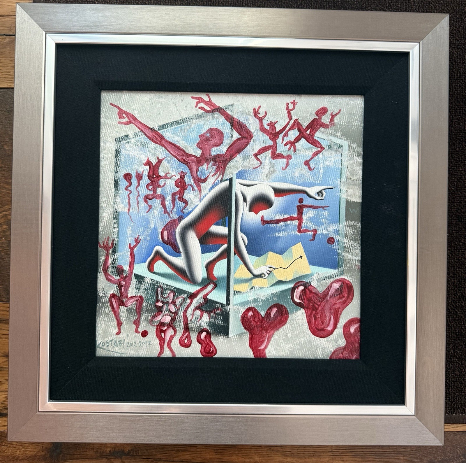 “If All Else Fails” By Mark Kostabi Original Hand-Signed Oil On Canvas