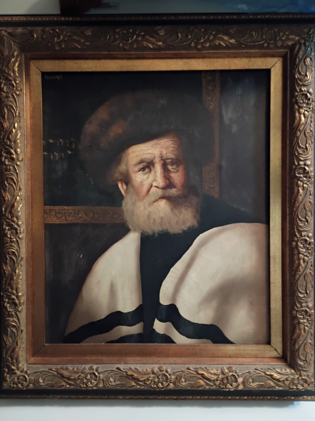 Otto Eichinger (Austrian 1922-2004) Oil on Panel Portrait Painting of a Rabbi