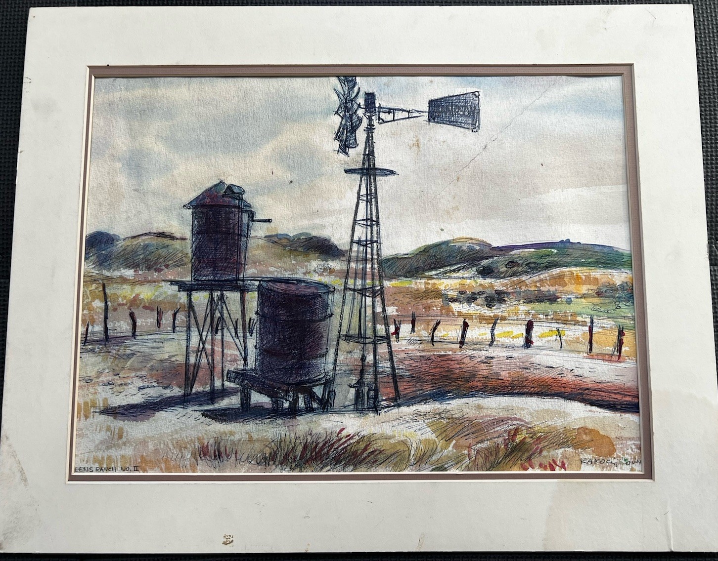 Vintage Watercolor Painting “Keens Ranch No. 2 Mogollon Series” by Bill Rakocy