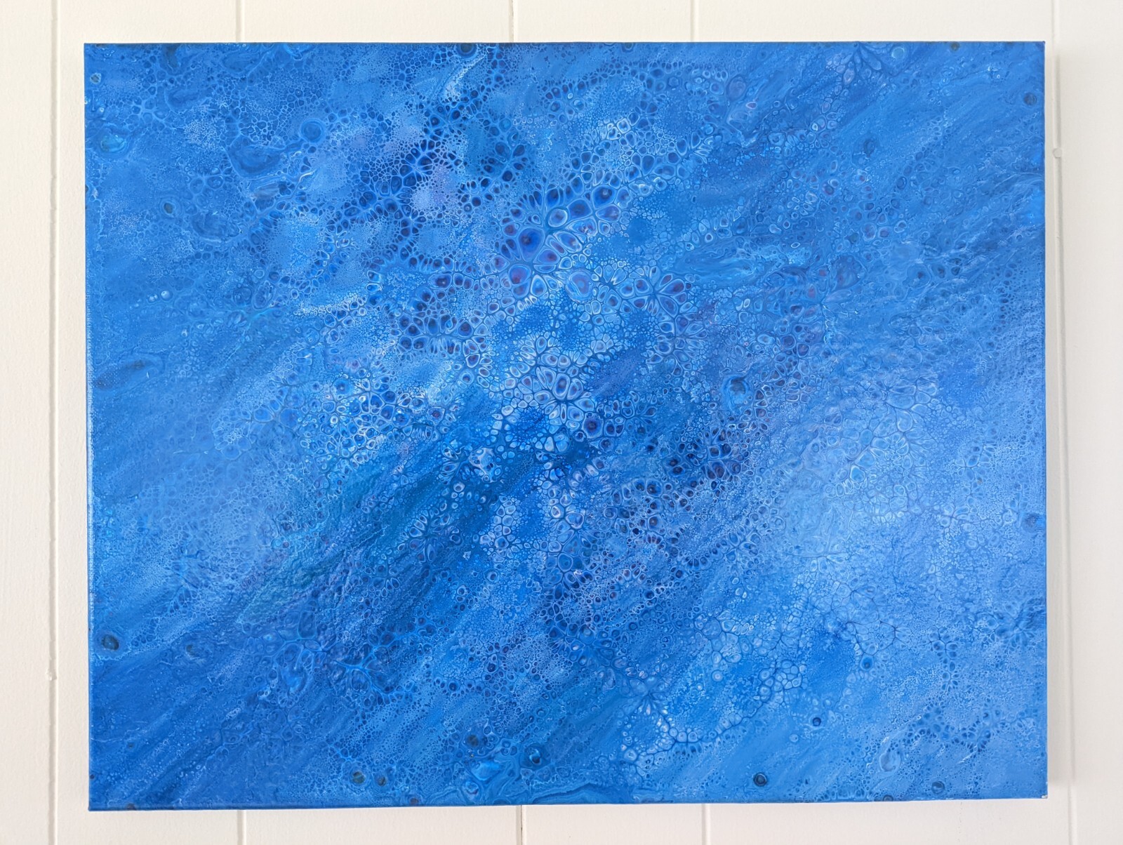Acrylic painting with silicone on canvas by Sway, Blue Wonder, blue, art