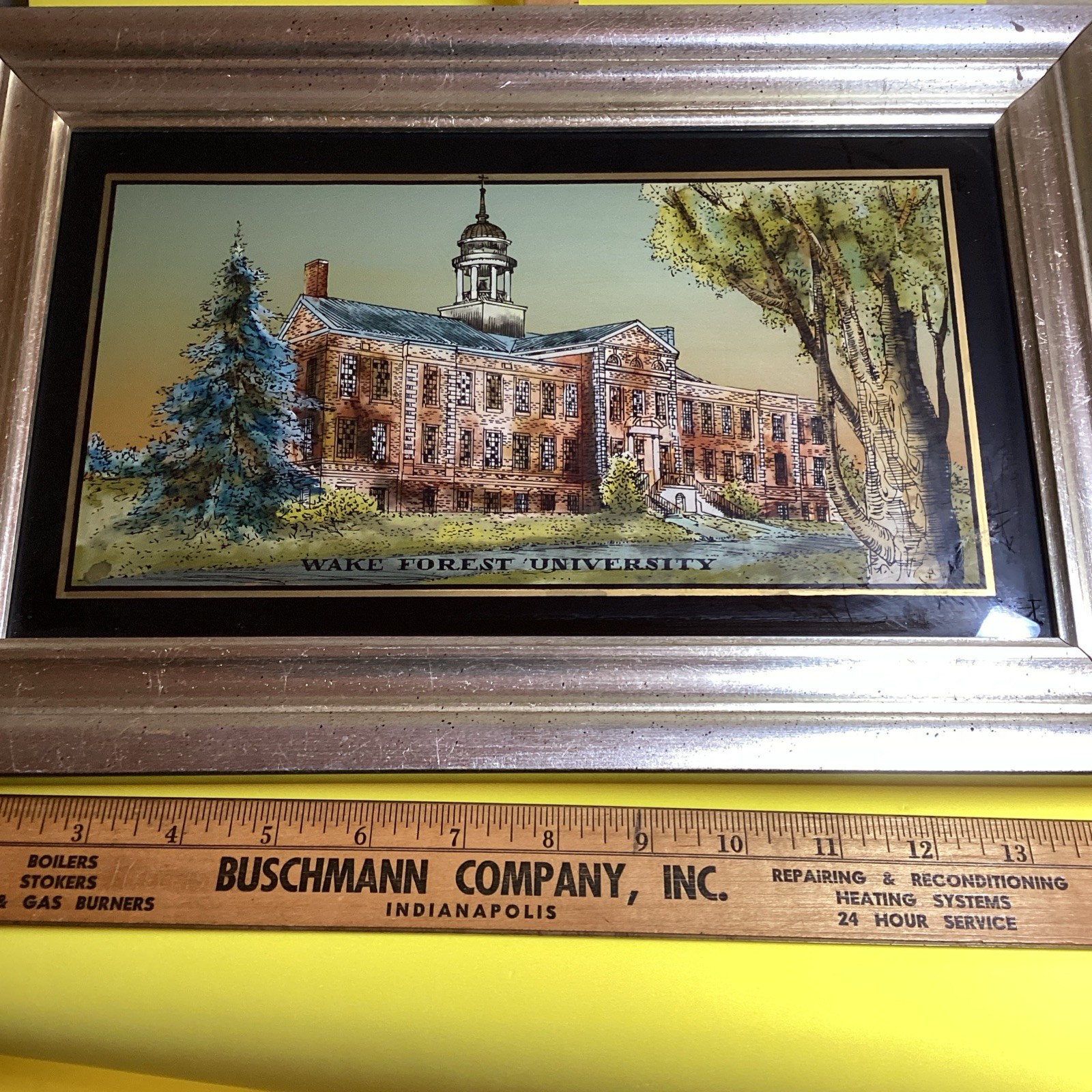 Wake Forest University Reverse Painting On Glass. Nice