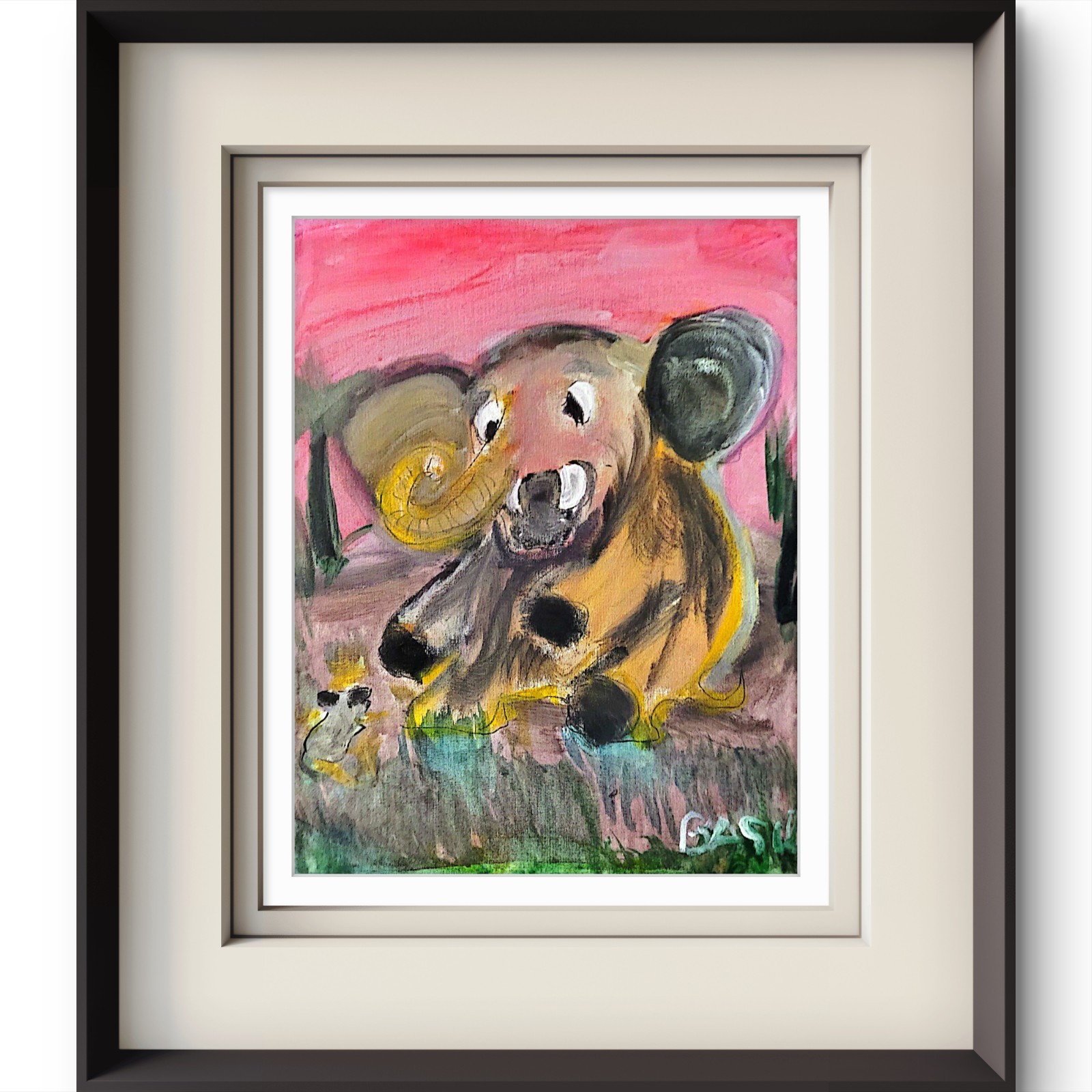 Scared Elephant Contemporary Expressionist Original Painting 11×14