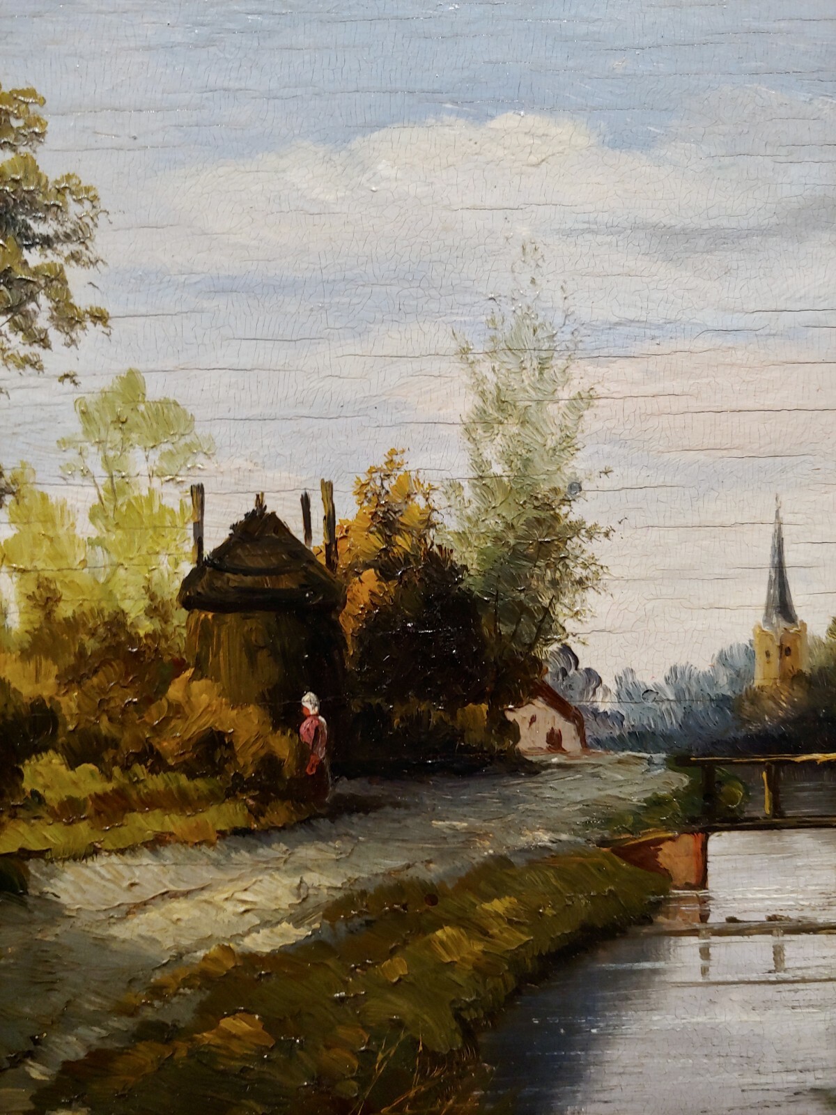 Paul Joseph Constantin Gabriel -19th century Dutch Canal landscape -Oil painting