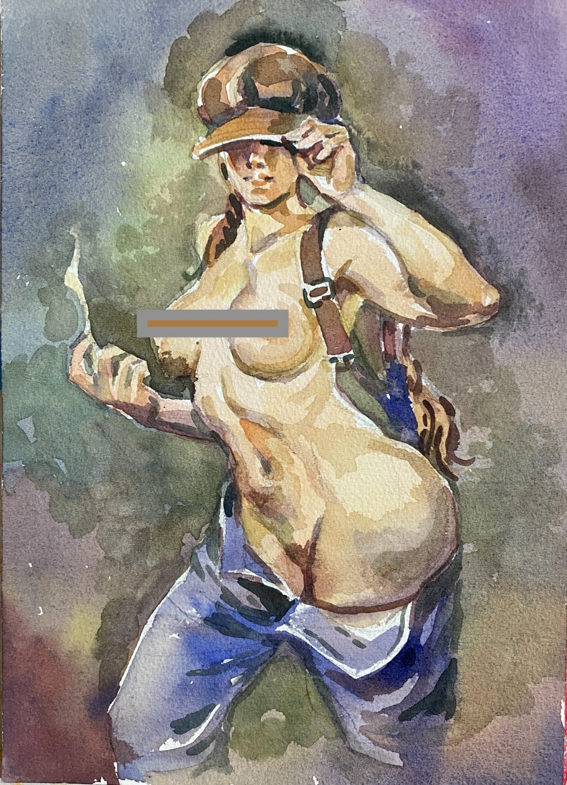 Hand made – Watercolor Drawing – Elegant Woman 11 2/3 x 8 inches
