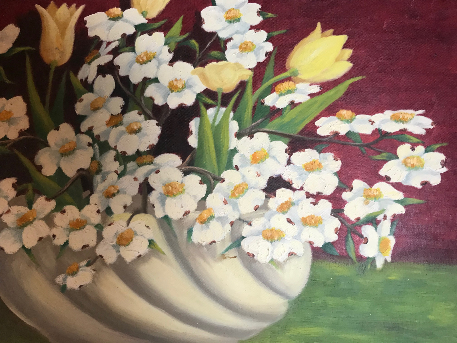 Vintage M Harrison «Still Life With Flowers» Oil Painting- Signed And Framed
