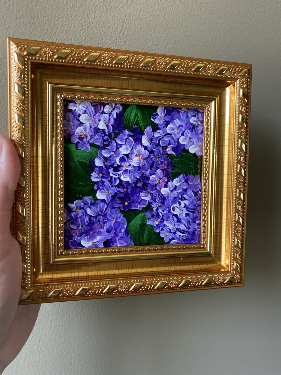 Hydrangea ,abstract Flower,Original Acrylic Painting On Canvas Panel,4/4 Framed