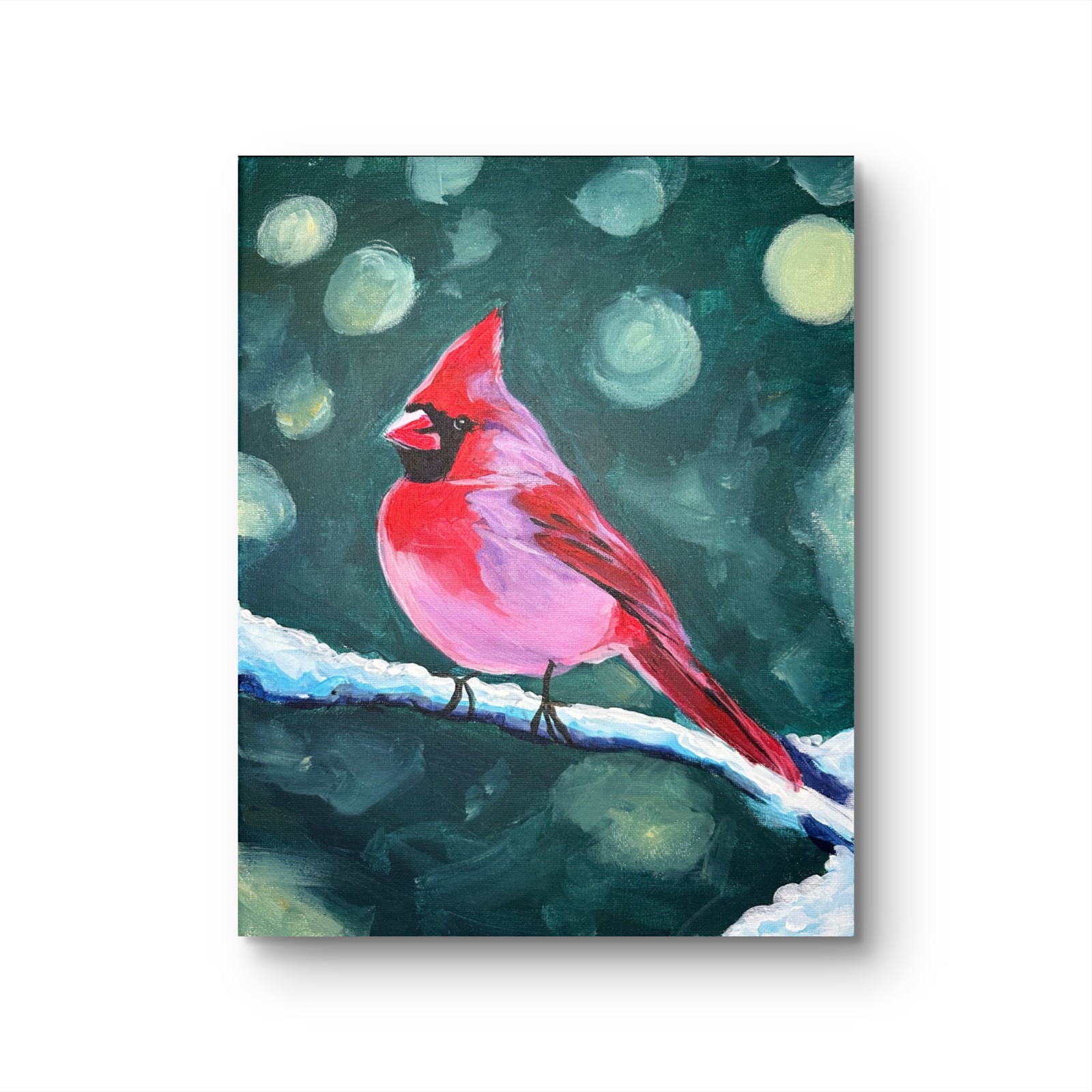 Cardinal Painting EXPRESSIONISM 14X11 ORIGINAL ART Red Bird Garden Decor