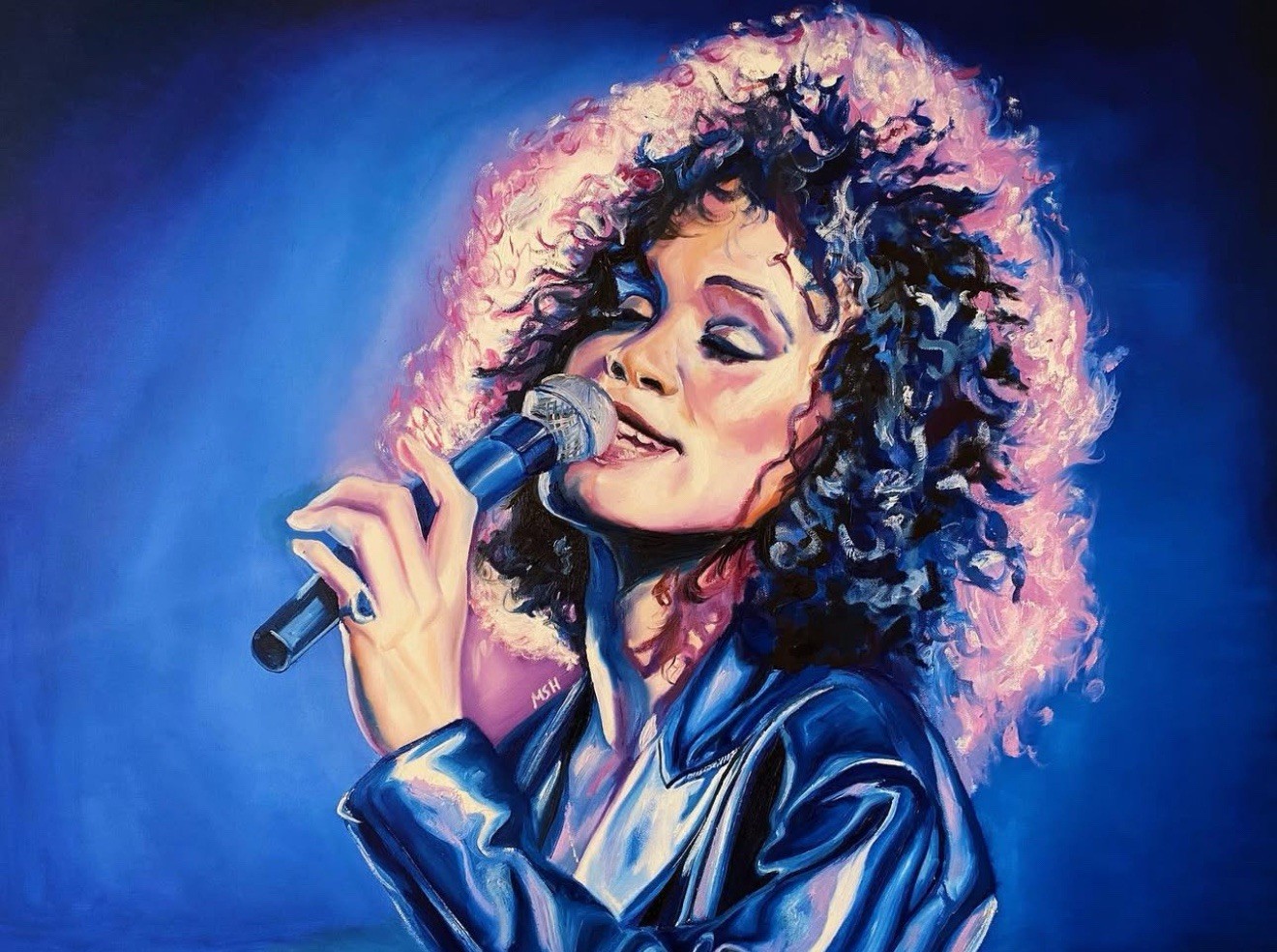 WHITNEY HOUSTON OIL PAINTING ON CANVAS ORIGINAL