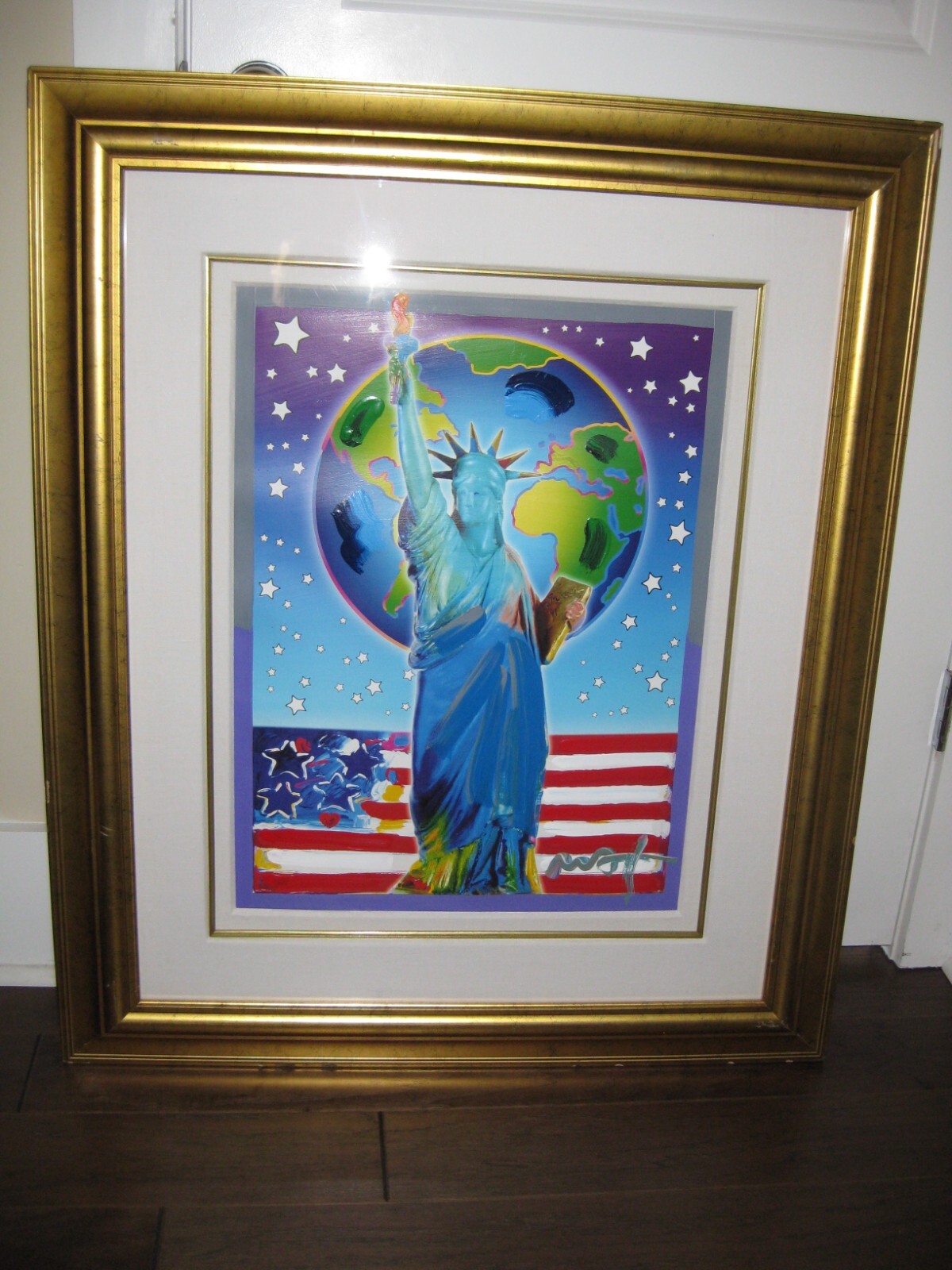 Peter Max Peace on Earth , Original Mixed Media w/Acrylic, Patriotic Series
