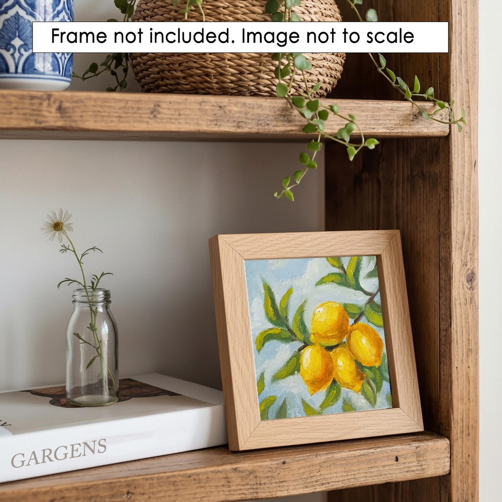 Lemons ORIGINAL Oil Painting Still Life Lemon Fruit Small Art 4″x4″