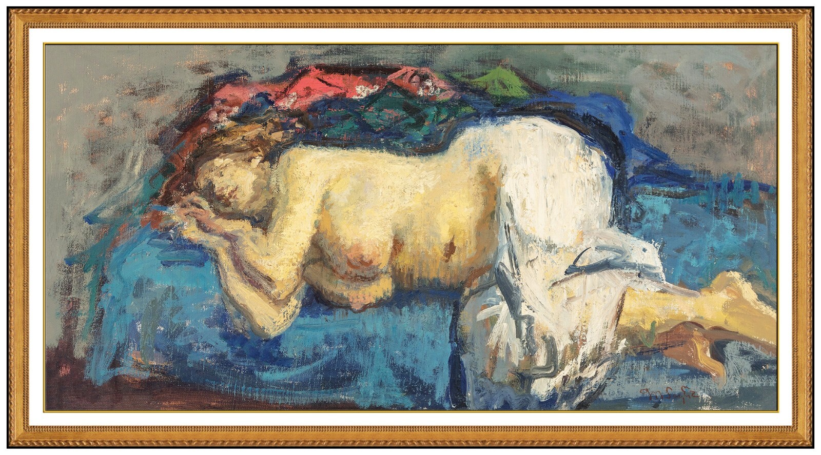 Moses Soyer Original Painting On Canvas Signed Nude Female Portrait Framed Art