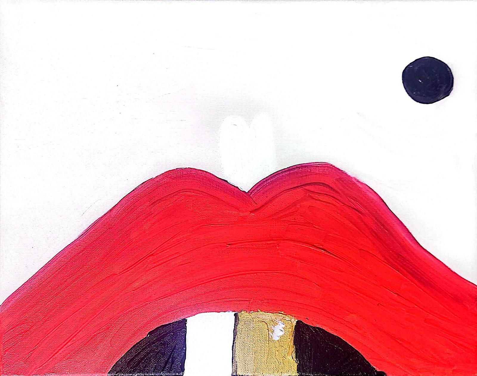 Pretty Smile, Gold Tooth, Beauty Mark Abstract Pop Art 11×14 Acrylic On Canvas