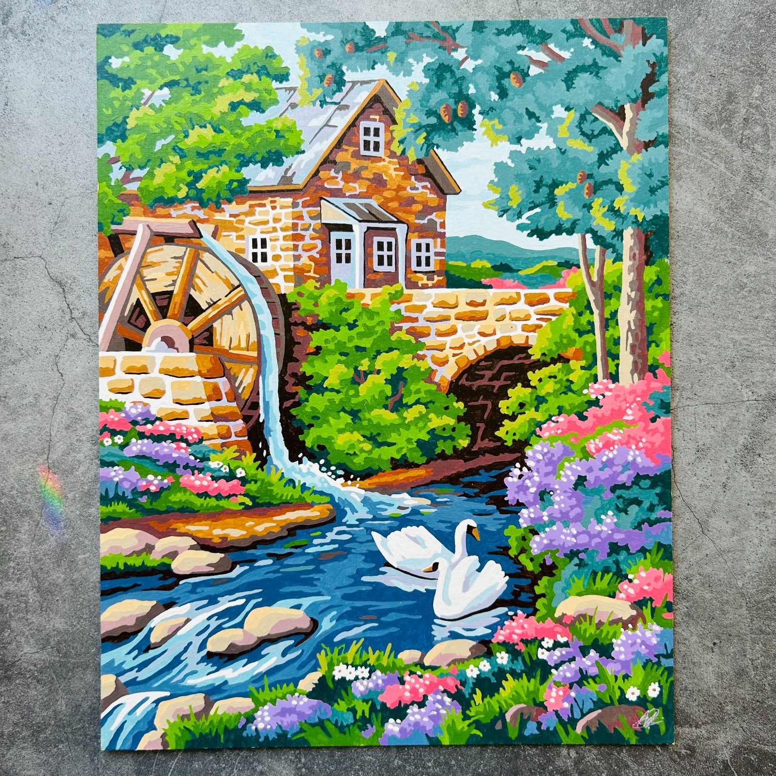 Down By The Old Mill Stream Paint by Number Painting Completed 14×11″