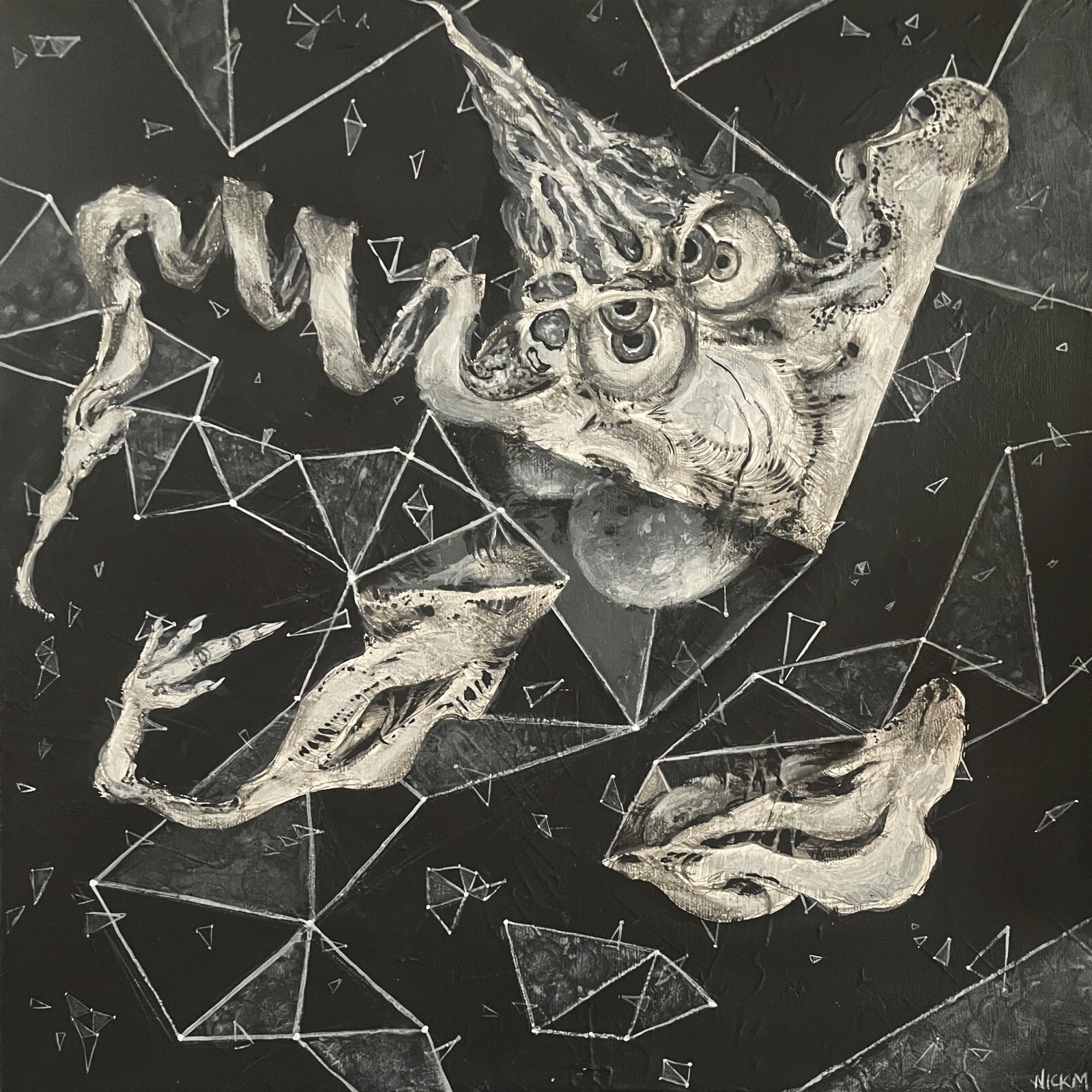 «Triangles» 16x16in acrylic painting on canvas by Nick Mears