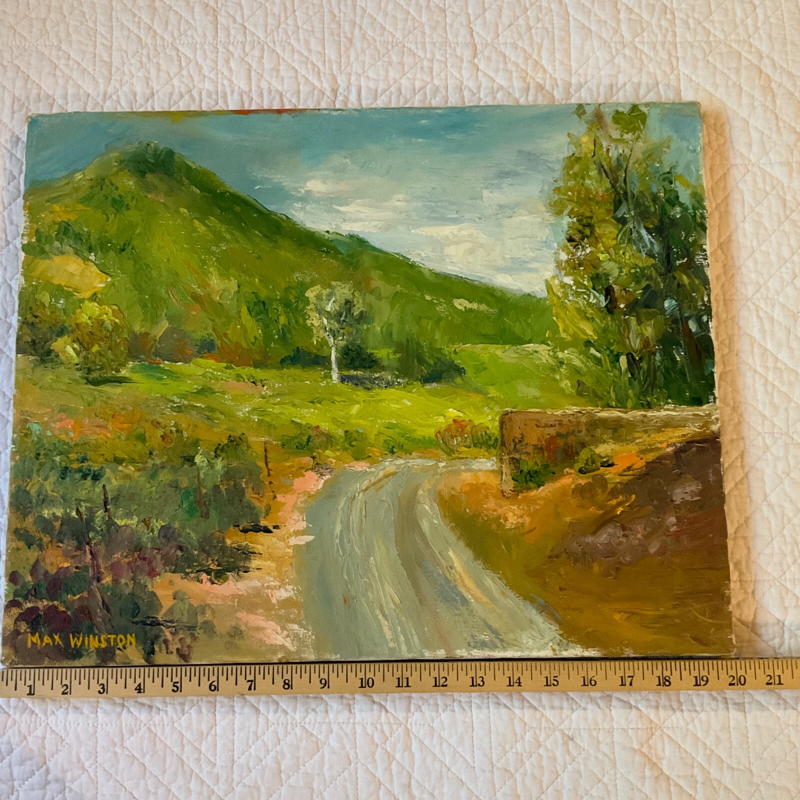 Abstract impressionistic landscape original PAINTING palette knife by Winston