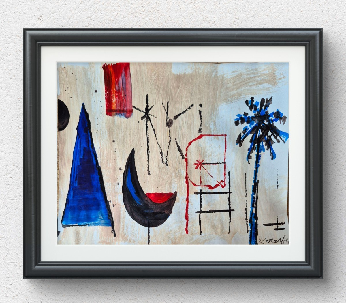 Original Hand Painted 11×14 Abstract Sailboat Acrylic Paper Signed Colorful P124
