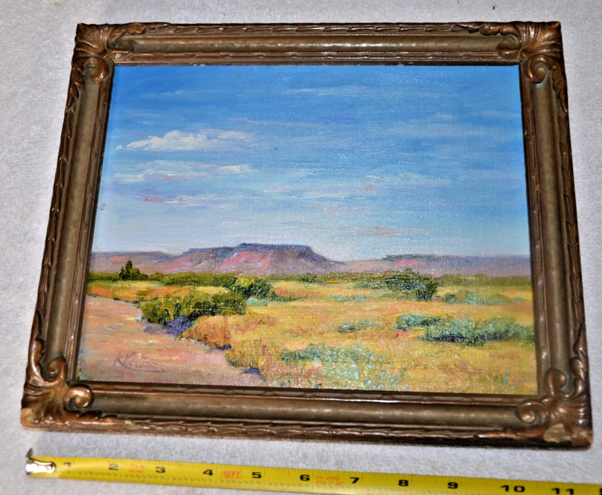 Kendra Page ‘Offroad in AZ’ oil 11.5″X 9.5″ Arizona desert mountains cliffs