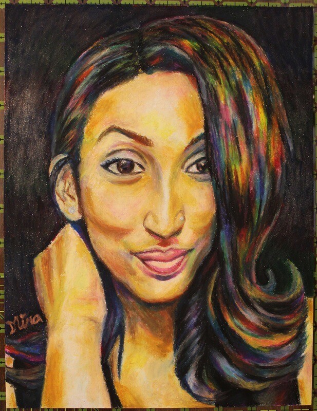 Professional Realistic Hand Painted Custom Oil Pastel Portrait Painting 9 x 12