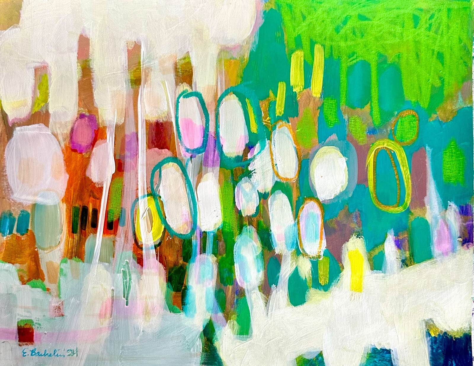Emilia Bachelier Contemporary Abstract Painting 8.5×11” Original on Paper