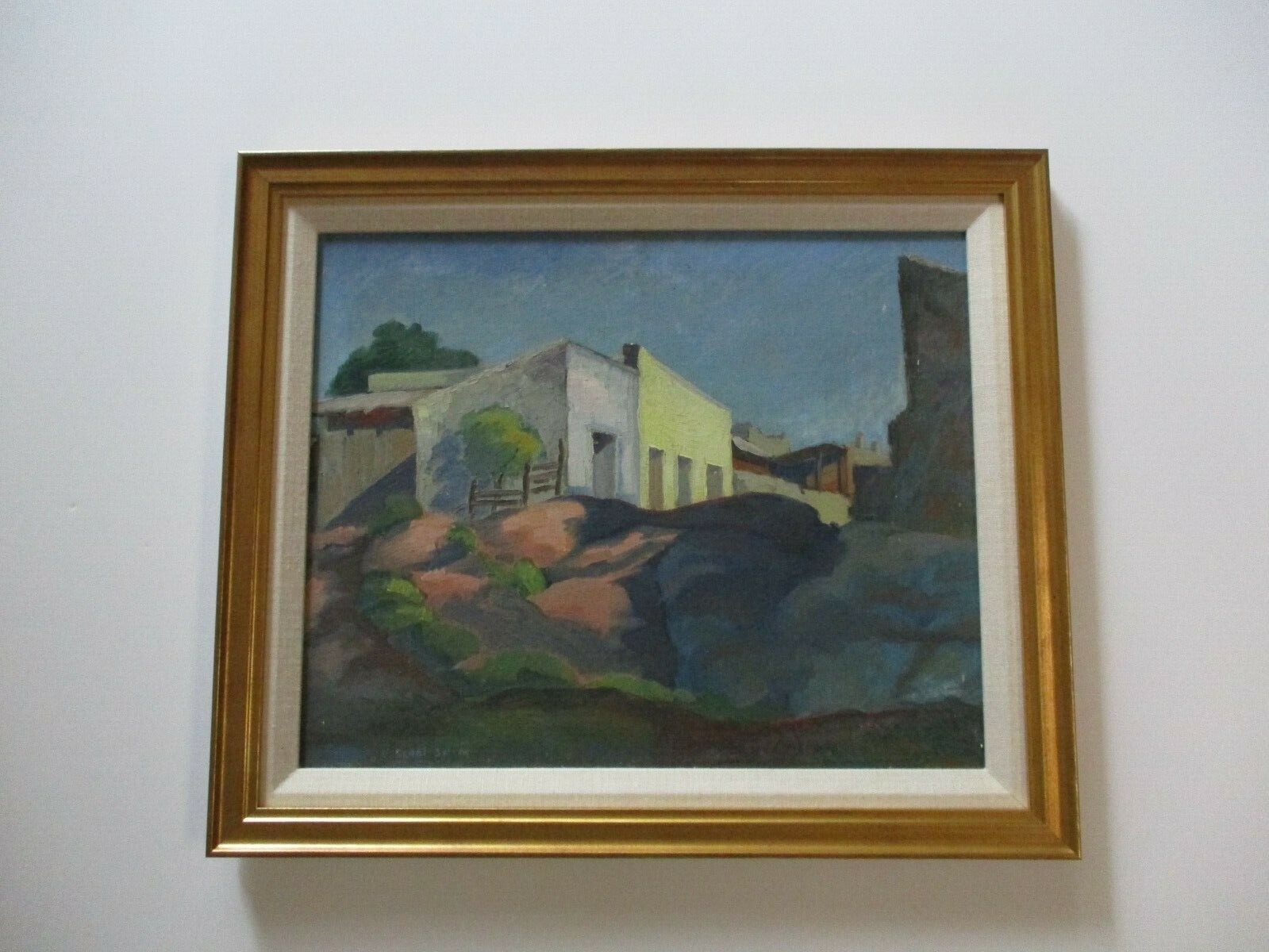 ANTIQUE OIL PAINTING EDITH STAHL REGIONALISM AMERICAN PLEIN AIR INDUSTRIAL 1935