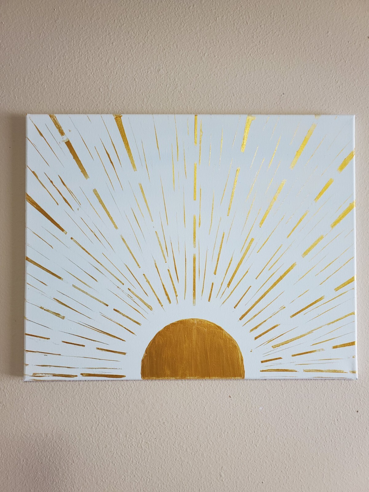 Handmade Painting Acrylic Wood Frame 16×20 Art Decor Golden Sun Sunshine