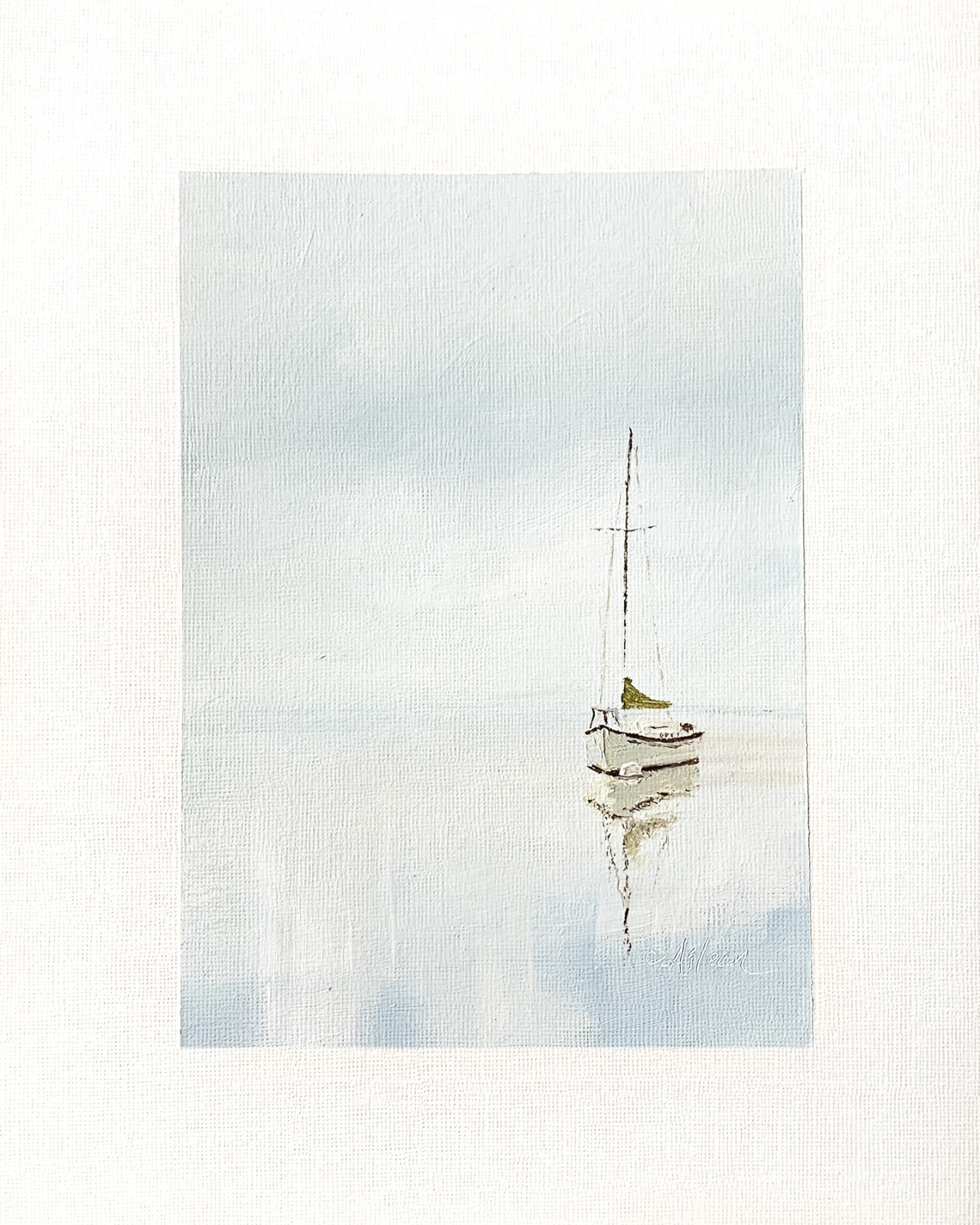 8×10 Maine Original Oil Painting Seascape Sailboat Nautical New England Signed