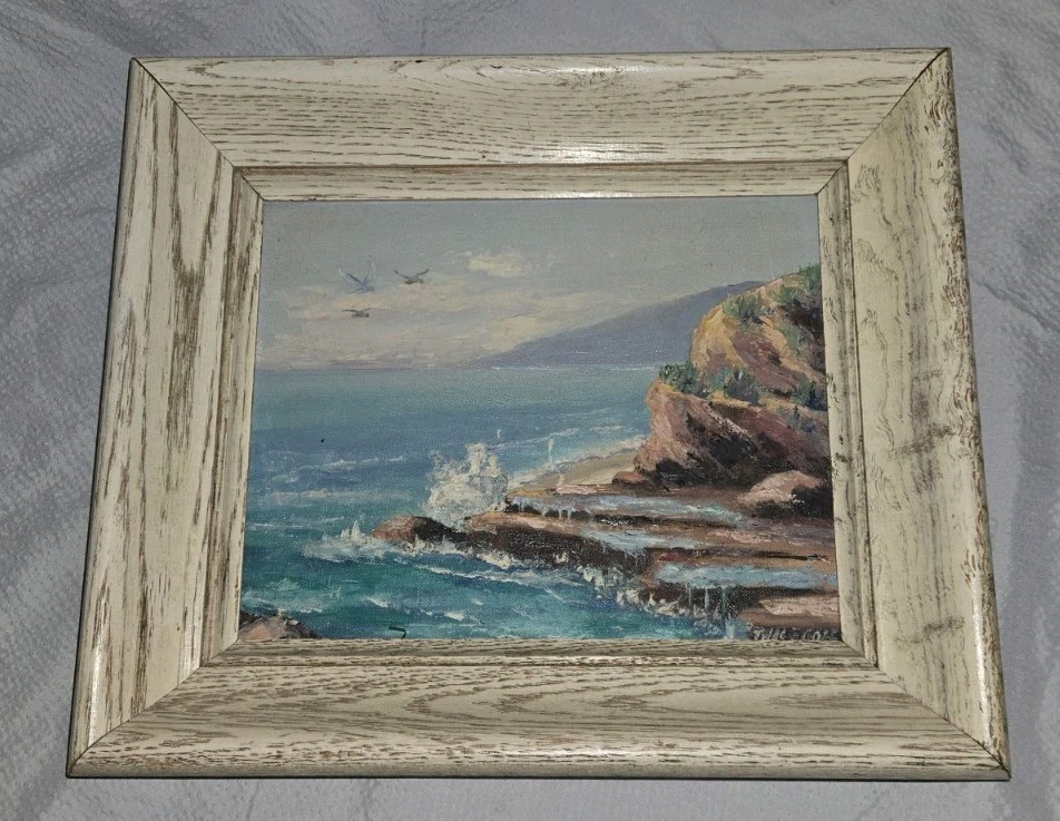 Vtg Medium Thomas F. Goff 1958 Painting North OF Malibu So. Calif. 13×11 Framed