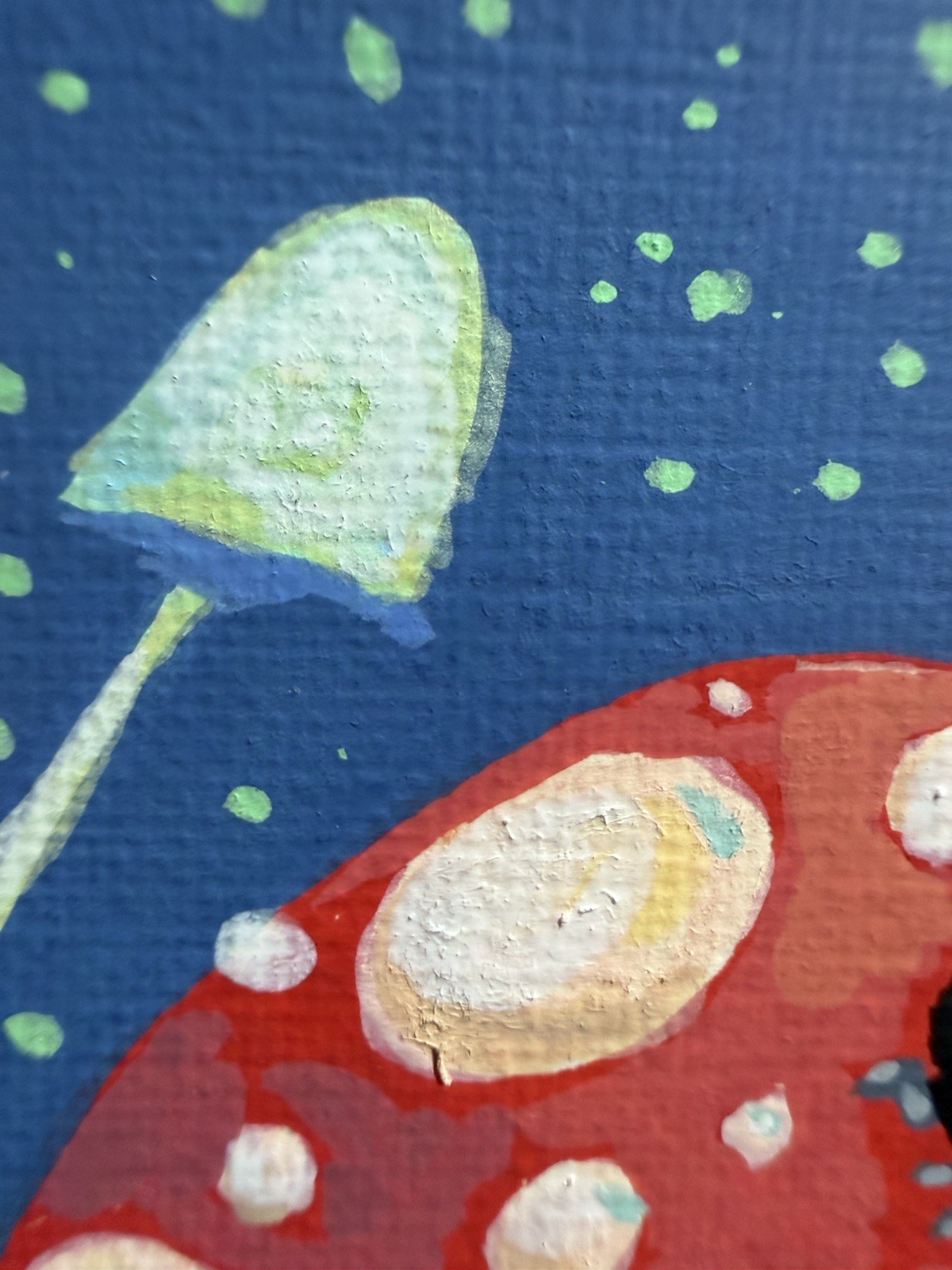 ACEO OOAK Beetle Stargazing MUSHROOM Sky painting Haileylikespaint