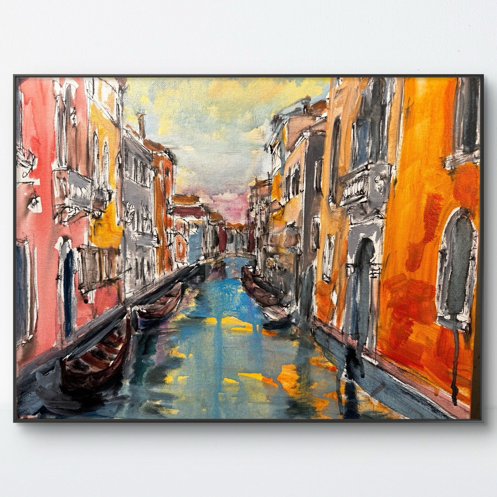 SAMATOWIC Original Abstract Venice Canal 12×16 Expressionism Signed Wall Art 541