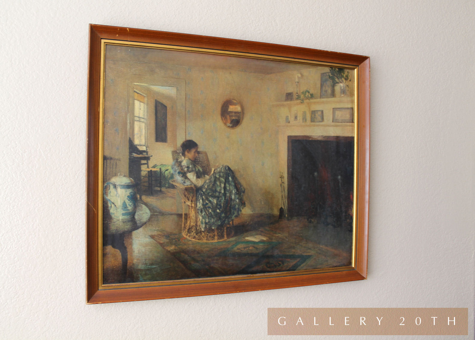 FRANK WESTON BENSON! «RAINY DAY» PRINT GIRL WALL ART VTG PAINTING MCM 60’S